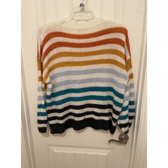 Entro Multicolor Striped Sweater Women's sz L long Balloon  sleeve‎ - Picture 7 of 12